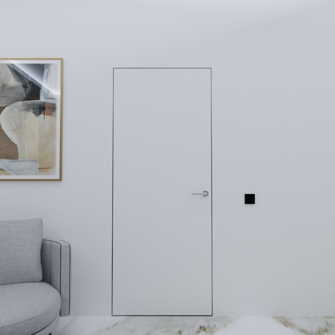Doors of hidden installation Alum Wood polyurethane primer for further decoration edge aluminum chrome matte