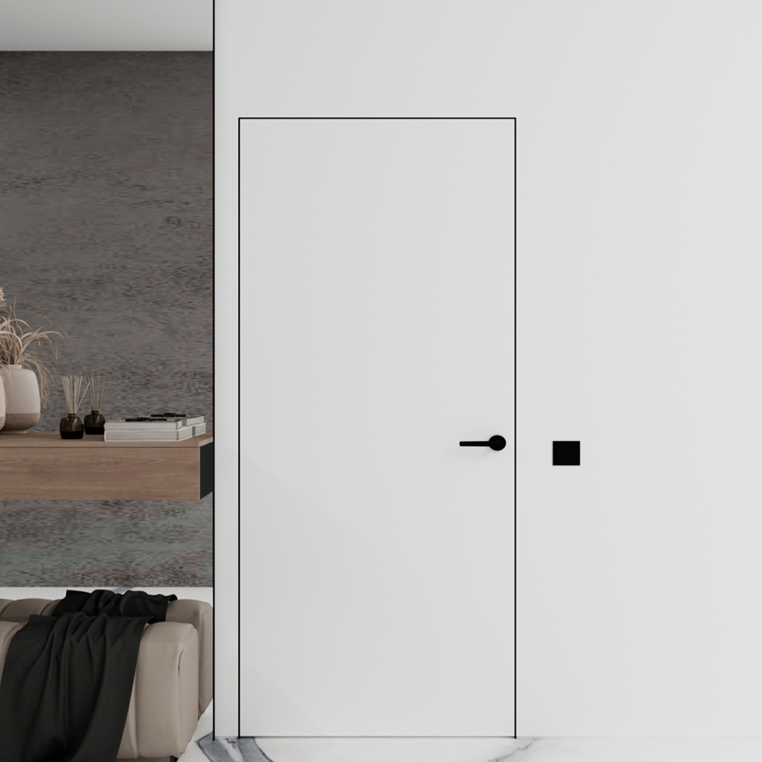 Doors of hidden installation Alum wood polyurethane primer for further decoration no edge