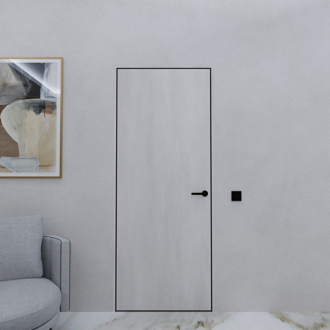 Doors of hidden installation Alum Wood polyurethane primer for further decoration black edge